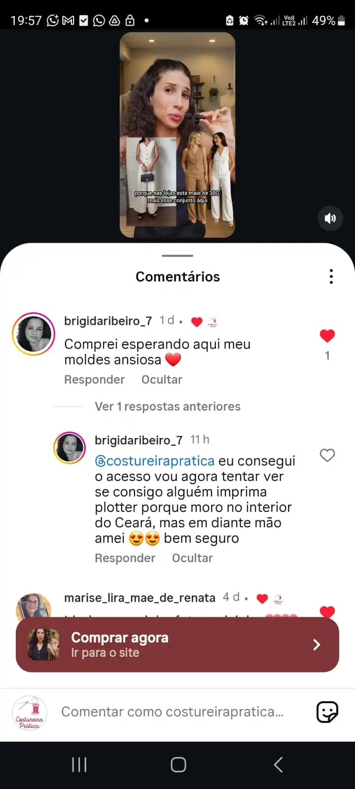 Saia confeccionada por uma aluna